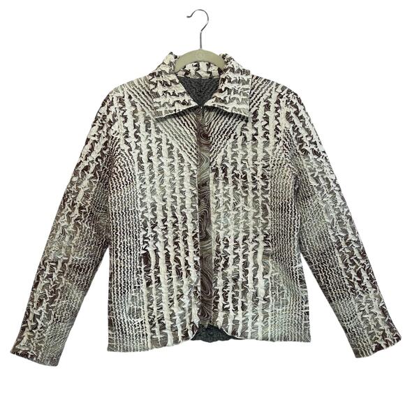 UbU Reversible Crushed Jacket Women's Sz S Gray Multicolor Full Zip Avant Garde - Picture 1 of 7